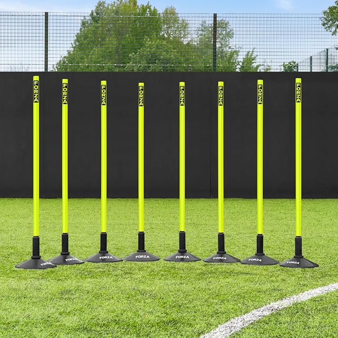 FORZA Slalom Agility Poles | Improve Endurance, Speed & Footwork | Color, Size & Rubber Base Options Available [8 Pack]