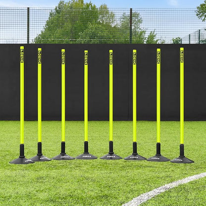 FORZA Slalom Agility Poles | Improve Endurance, Speed & Footwork | Color, Size & Rubber Base Options Available [8 Pack]