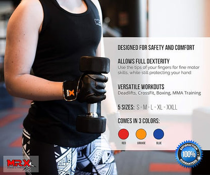 MRX Weight Lifting Pro Level Gloves with 18 Inches Long Wrist Strap Gym Workout Exercise & Fitness in