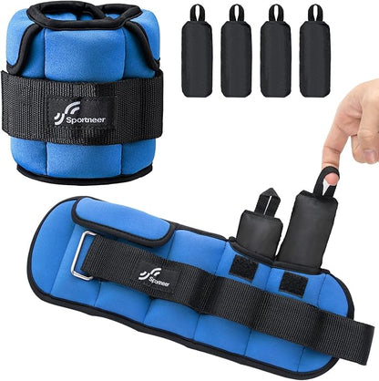 Sportneer Upgrade Adjustable Ankle and Wrist Weights for Women and Men 1-7 lbs / 1-10 lbs Set | Comfortable, Secure Fit for Walking, Running, Fitness, Physical Therapy, Home Gym