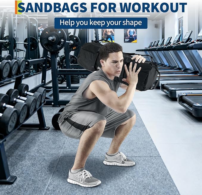 GarveeLife Workout Sandbag Unfilled - 5-200 LBS Heavy Duty Fitness Sandbag for Strength Training, Core & Full-Body Exercises | Adjustable Weight Home Gym