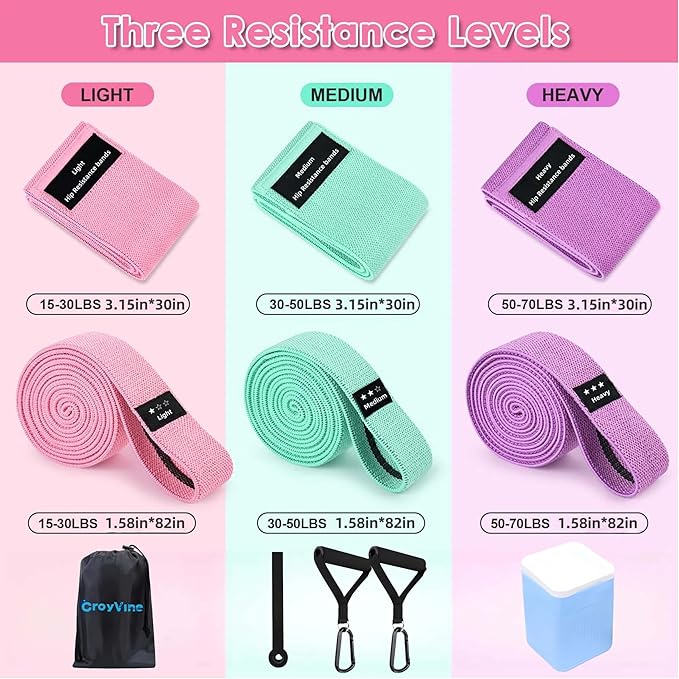 Pull Up Bands Resistance Bands Set for Working Out,8 PC Long Exercise Bands & Fabric Booty Bands for Training Hip Thigh Glute Fitness,Home Workouts,Physical Therapy for Men Women