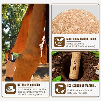 Natural Cork Balance Board Kit - 4-in-1 Foot & Ankle Strengthener with Half-Cylinder Boards, Mini Roller, Massage Ball & Toe Resistance Bands - Portable Balance Trainer for Home, Office & Gym