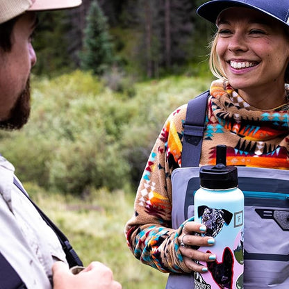 IRON °FLASK Camping & Hiking Hydration Flask with Straw, Wide Mouth Insulated Stainless Steel Sports Water Bottle - 64 oz Cobalt