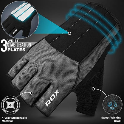 RDX Workout Gloves, 15-Inch Long Support Strap Anti Slip Palm Protection with 3 Wrist Alignment Plates, Powerlifting Deadlifting Bodybuilding Gym Fitness, Weight Lifting Exercise Training, Men Women