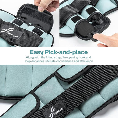 Sportneer Upgrade Adjustable Ankle and Wrist Weights for Women and Men 1-7 lbs / 1-10 lbs Set | Comfortable, Secure Fit for Walking, Running, Fitness, Physical Therapy, Home Gym