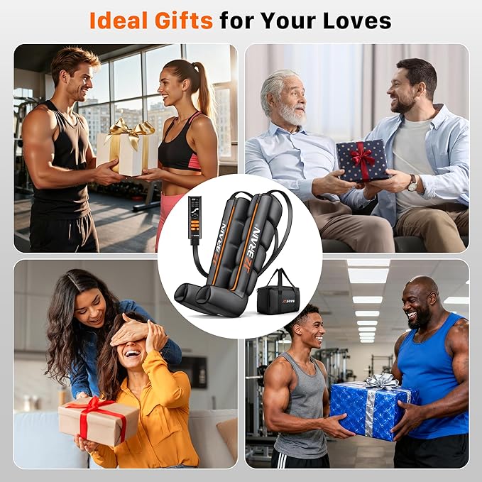 Air Compression Leg Recovery Boots : Sequential Full Leg Compression Massager System for Muscle Relaxation & Relief - 11 Intensity 6 Modes 3 Heat for Athletes & Gym (Medium)