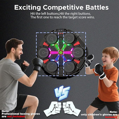 Music Punching Machine for Kids Adults,Bluetooth Wall Mounted Boxing Trainer with Gloves,Rhythm Lights,2 Player Battle Mode,Reaction Training Pad,Home Gym Sport Toys Gifts for Boys Girls Teens 3-12+
