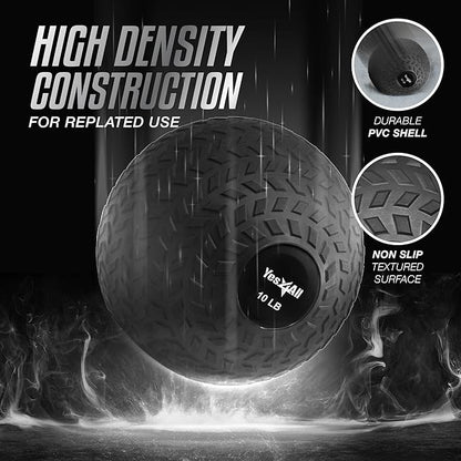Yes4All Slam Balls, 10-40lb Weighted Ball Weight, Durable PVC Sand Filled Workout Dynamic Slam Ball for Core Strengthen