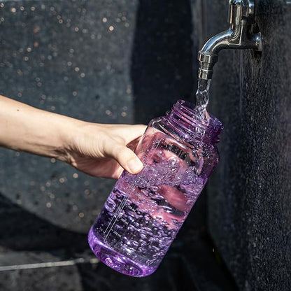 OLDLEY 32 oz Clear Water Bottle with Straw,Tritan BPA-Free, Wide Mouth, Leak Proof - for Gym, Travel, Home, School, Office (Purple)