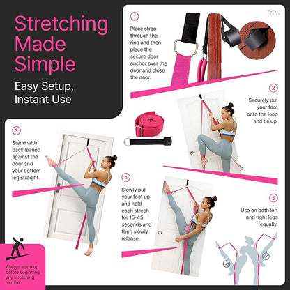 Stretching Strap with Door Anchor & Resistance Band – Leg Stretcher for Improving Flexibility & Splits – Ideal for Ballet, Dance, Cheer, Yoga & Gymnastics – Home Training Equipment for All Levels