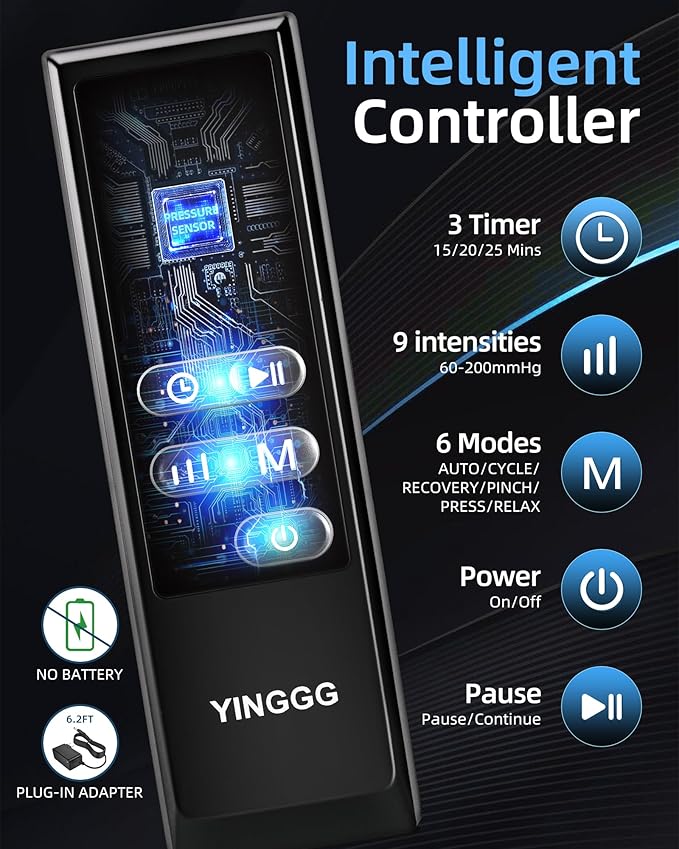 YINGGG Air Leg Massager with Compression: Professional Full Compression Boots with Adjustable 9 Intensities, Leg Massager for Circulation and Fatigue Relief for Post-Workout(Medium)