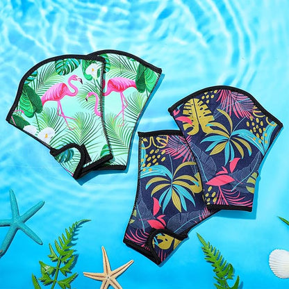 Honoson 2 Pairs Swimming Gloves Women Water Aerobics Gloves Aquatic Fitness Water Resistance Webbed for Men Women Unisex Poll Training Exercise
