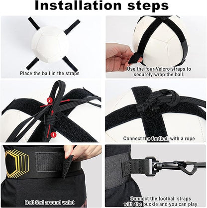 Soccer/Volleyball/Rugby Trainer, Football Kick Throw Solo Practice Training Aid Control Skills Adjustable Waist Belt for Kids Adults