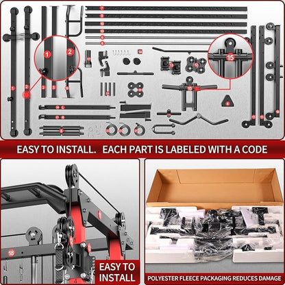 Power Rack Power Cage Multi-Function Squat Rack with Cable Crossover System Selectable More Training Attachment Power Rack for Garage & Home Gym