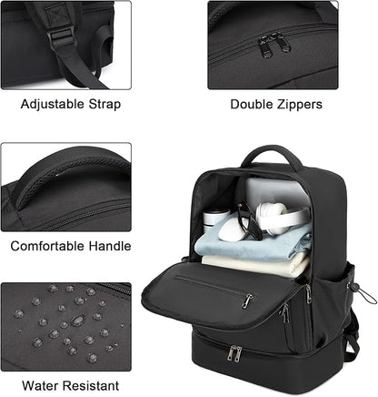 seyfocnia Gym Backpack for Men, Lightweight Sports Back pack With Shoe Compartment, Waterproof Gym Bag Large Workout Trainning Rucksack Casual Travel Daypack 21inch-Black