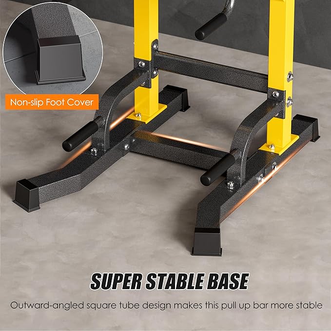 soges Pull Up Bar Dip Station, Power Tower with A Backrest, Adjustable Height Pull Up Bar Stand, Multi-Function Home Gym Strength Training