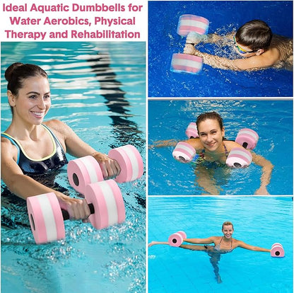 5 Pcs Pool Aquatic Exercise Set Including 2 Lightweight Water Dumbbells, 2 Ankle Swimming Weights, and Swim Belt Water Exercise Equipment for Aquatic Aerobics