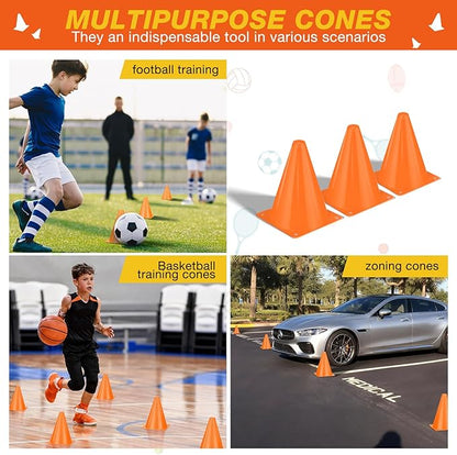 36pcs Cones 7 Inch Soccer Cones and Plastic Traffic Cones, Durable Cones for Sports Training, Ideal for Soccer, Basketball, Football, Skating, and Agility Drills Practice
