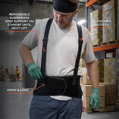 Ergodyne ProFlex 1650 Elastic Back Support Belt, Adjustable, Removeable Straps