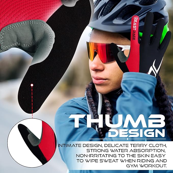 BEAST RAGE Half Finger Cycling Gloves for Men Women, Gel Padded Anti-Slip Shock Absorbing Weight Lifting Gym Gloves Cycle Mountain Bike Gloves for MTB, Biking, Hiking