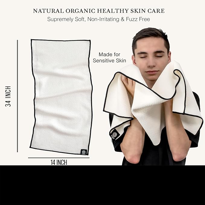 Premium Gym Towel Eco Organic Cotton Extra Soft Bamboo Viscose Face Sweat Cloth for Sensitive Skin Absorbent Workout Travel Protection 14 X 34 Made in USA