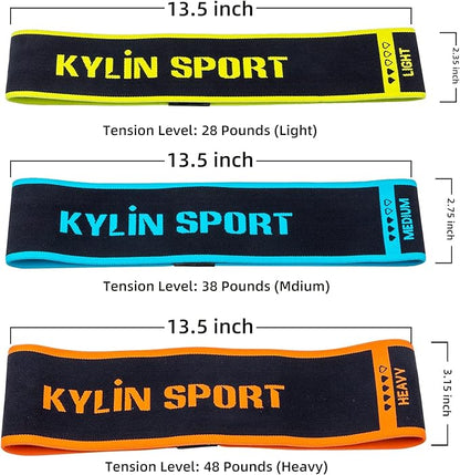 KYLIN SPORT Fabric Loop Resistance Band Non-Slip Workout Bands Hip Bands Hip Booty Exercise Resistance Band Workout Loop Bands for Legs and Butt, Activate Glutes and Thigh (Set of 3)