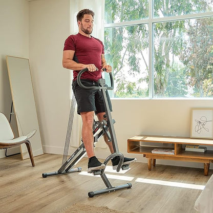 Sunny Health & Fitness Row-N-Ride Squat Machines, Adjustable Resistance and Seating/Handle for Home Glutes Training, SunnyFit App Access Included, Optional 300LB Weight Capacity