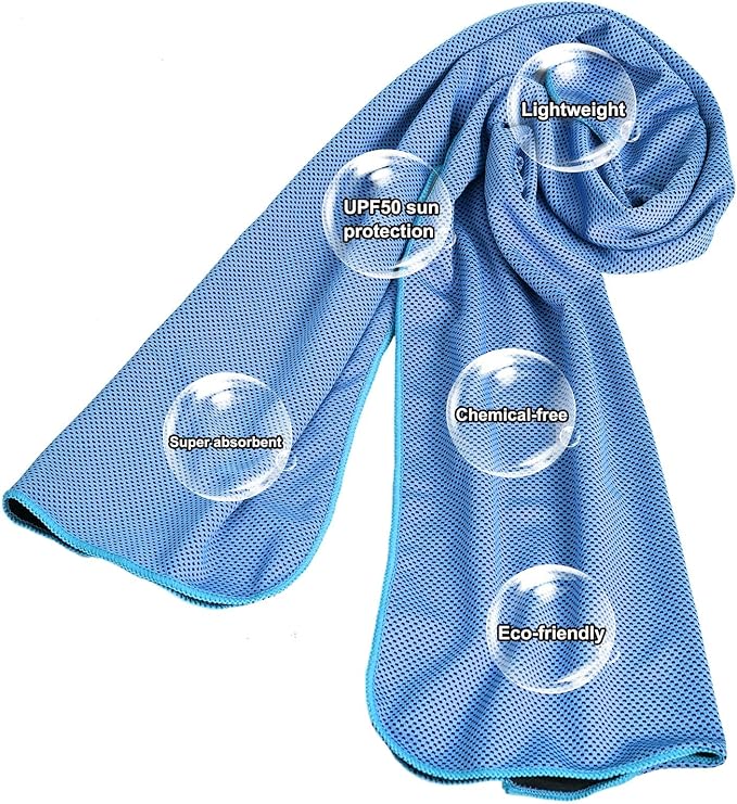 6 Packs Cooling Towels for Neck and Face(40"x 12"), Cooling Towels for Hot Weather, Cooling Wipes, Lightweight Soft Breathable Towels for Yoga, Sport, Workout, Running, Gym, Camping, Fitness