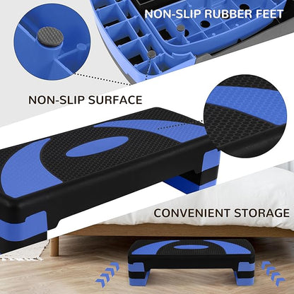 BalanceFrom Aerobic Step Platform Trainer with Adjustable 3-Level Risers, 400 Pound Weight Capacity – Non-Slip Exercise Stepper for Cardio, Strength, and Fitness Workouts, 31", Multiple Colors