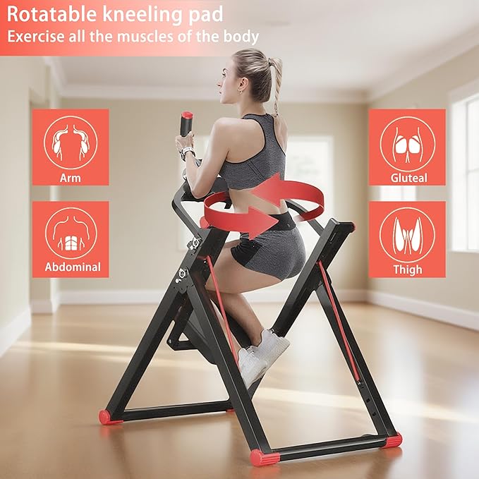 Vicamy Foldable Ab Machine for Home, No-Track Silent Exercise, Adjustable Resistance, Full Body Workout Equipment,Ab Machine for Stomach Workout & Home Gym
