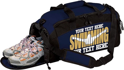 Personalized Swim Team Duffel Bag with Custom Name – Waterproof Swimming Gear Bag for Youth & Adults – Large Pool Bag with Shoe Compartment & Wet Pocket
