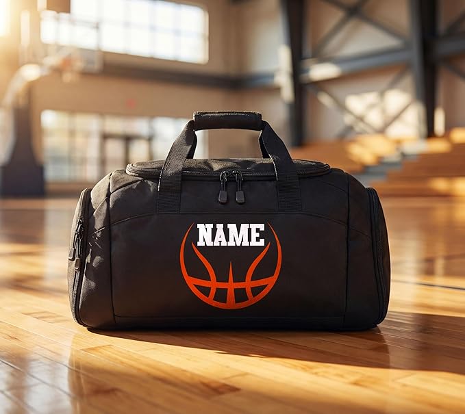 Personalized Basketball Duffle Bag – Custom Name & Team Logo Gym Bag for Boys & Girls – Large Sports Travel Bag with Shoe Compartment – Basketball Practice & Tournament Gear