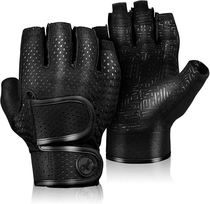 MOREOK Workout Gloves Padded Weight Lifting Gloves for Men/Women, [5MM Gel] Fingerless Grip Gym Gloves Fitness Gloves for Exercise, Weightlifting, Cycling, Pull ups, Rowing, and Climbing
