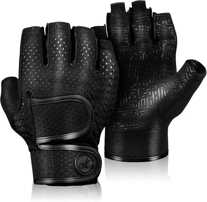MOREOK Workout Gloves Padded Weight Lifting Gloves for Men/Women, [5MM Gel] Fingerless Grip Gym Gloves Fitness Gloves for Exercise, Weightlifting, Cycling, Pull ups, Rowing, and Climbing