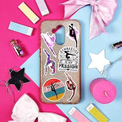 BulbaCraft 100Pcs Gymnastics Stickers, Water Bottles - Gymnastics Party Supplies, Gifts for Women & Men