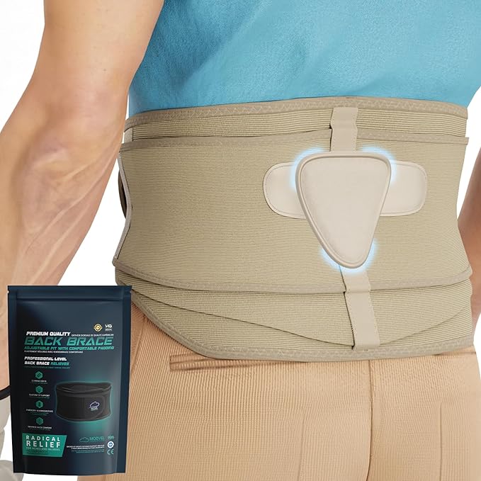 Modvel Lower Back Brace for Men and Women – Back Support Belt for Pain Relief, Herniated Disc, Sciatica, Scoliosis – Lumbar Compression Brace