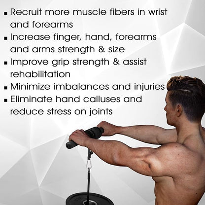 Yes4All Wrist and Forearm Blaster, Build Massive Grip Strength & Muscles with Steel Wrist Roller & Forearm Roller, Heavy Duty Arm Blaster Fits 1" & 2" Weight Plates, Improve Lifting Power