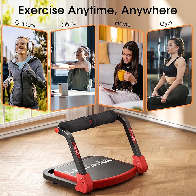 Ab Machine Ab Trainer - Sit Up Exercise Equipment& Core Machine, 4 Level Adjustable Resistance, Foldable Ab Crunch Machine for Home Gym Stomach Workouts