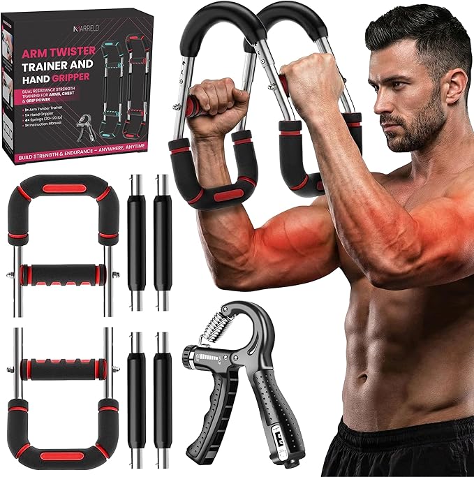Twister Arm Trainer, Adjustable Dual Resistance (30-90, 90-120 Lbs) Upper Body Chest Exerciser And Hand Grip Strength Trainer, Portable Training Equipment For Chest & Arm Workout, Best For Home Gym