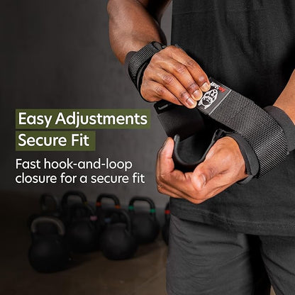 AmStaff Fitness Weight Lifting Hooks (Pair) - Gym Wrist Straps with Steel Hooks for Weightlifting, Pull-Ups, Deadlifts, Strength Training, and Fitness Workouts - Adjustable Neoprene Wrist Support