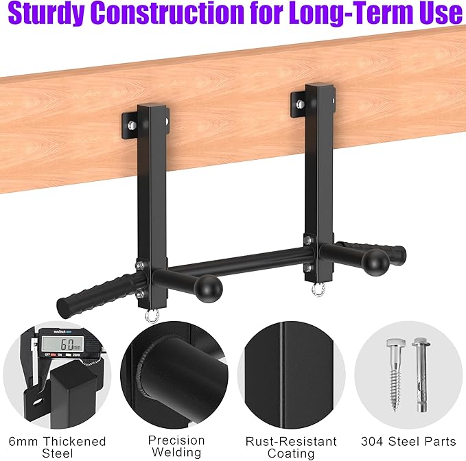 Joist Mounted Pull Up Bar, 650lbs Heavy Duty Strength Training Pullup Bars, Multi-Grip Chin Up Bar for Home Gym, Garage & Basement Ceiling Beam Installation
