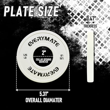 EVERYMATE Change Weight Plates 1.25LB 2.5LB 5LB Set Fractional Plate Olympic Bumper Plates for Cross Training Bumper Weight Plates Steel Insert Strength Training Weight Plates