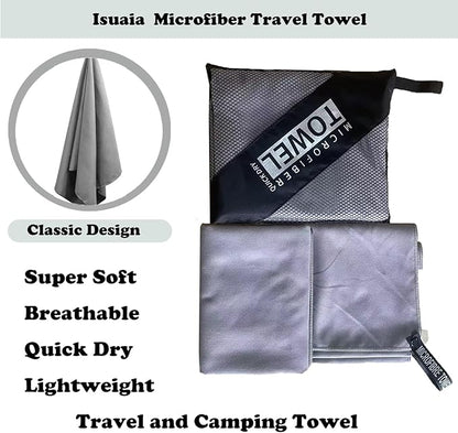Reusable Quick Dry Beach Towels,Microfiber Travel Towel,Compressed Lightweight Bath Towel for Beach Hiking Gym Yoga Travel Sports Swimming Camping(Grey, 16"*32")