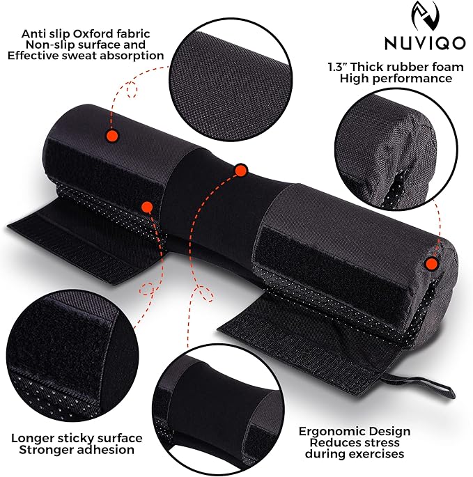 Barbell Squat Pad with Thick Foam and Nylon Padding - Neck & Shoulder Protective Pad Provides Support for Squats, Lunges & Hip Thrusts - Fits Olympic Standard Weightlifting Bar