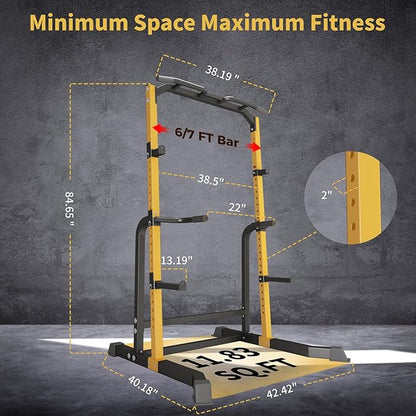 ZENOVA Pull Up Bar Dip Bar Squat Rack Workout Dip Station Height Adjustable Free Standing Chin Up Bar