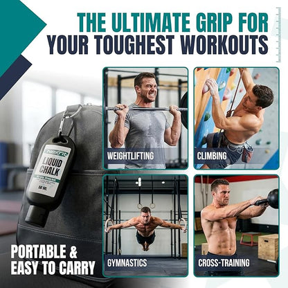 Liquid Chalk for Gym – Gym Chalk Liquid with Stronger Grip, Zero Slip, Dries in Seconds – Mess-Free Weightlifting Chalk for Crossfit, Rock Climbing & Gymnastics – Multiple