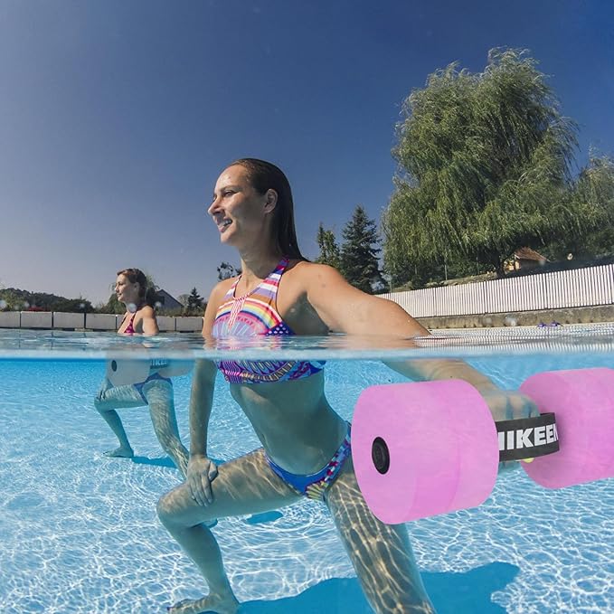 Hikeen Aquatic Exercise Dumbbells Water Dumbbell Pool Resistance Aquatic Fitness Barbells with 4 High-Density EVA Foam Pool Weights Dumbbells, for Water Aerobics Weight Loss