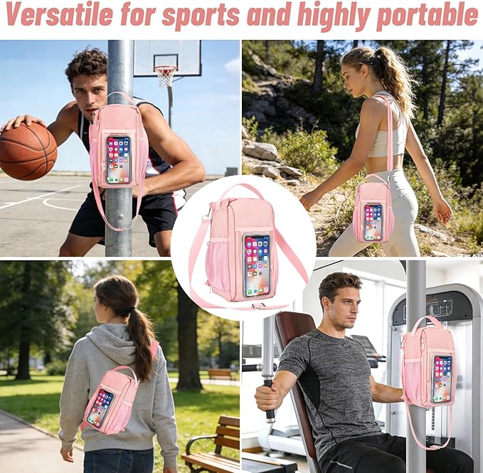 Magnetic Gym Water Bottle Bag with Strong Magnet Holder for Men and Women, Small Carrying Pouch for Phone Keys and Earbuds, Secure Metal Attachment for Gym and Sports Use