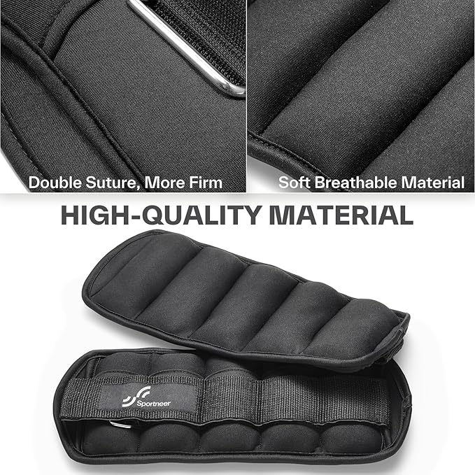 Sportneer Adjustable Ankle/Wrist Weights for Men Women Kids, Weighted Leg & Cuff Strength Training for Yoga Walking Running Aerobics Gym Fitness Physical Therapy